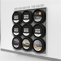 Chevrolet Modular Tire Wall Display (3 panels) with 9 Tire Brackets